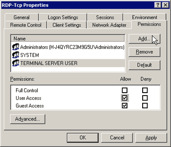 Add Terminal Services users