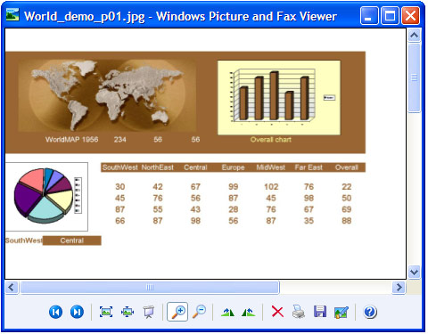 The converted spreadsheet in Windows Picture and Fax Viewer.