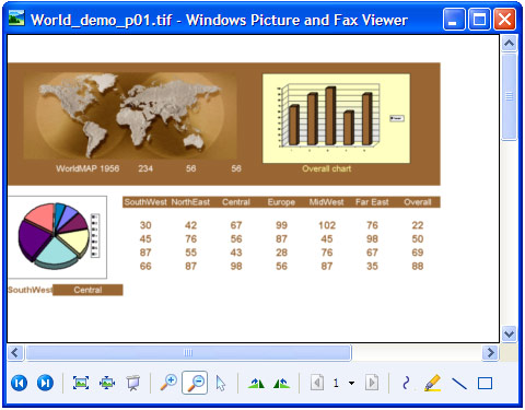 The converted spreadsheet in Windows Picture and Fax Viewer.