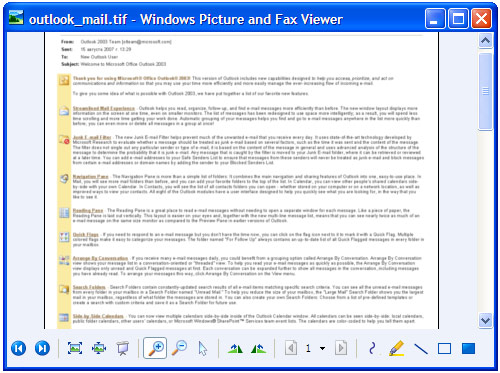 Converted e-mail in Windows Picture and Fax Viewer.