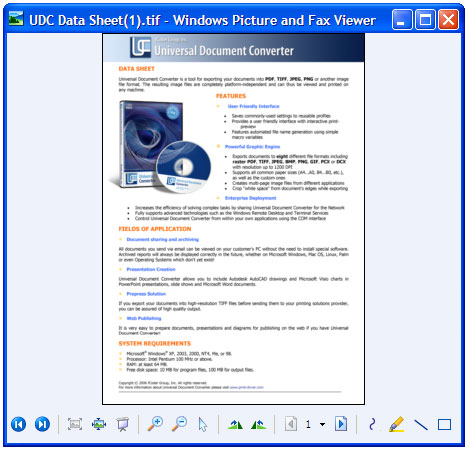 Converted document in Windows Picture and Fax Viewer.